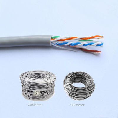 Ethernet Lan Cable di UTP Cat6 100m Gray Solid Copper Twisted Wire